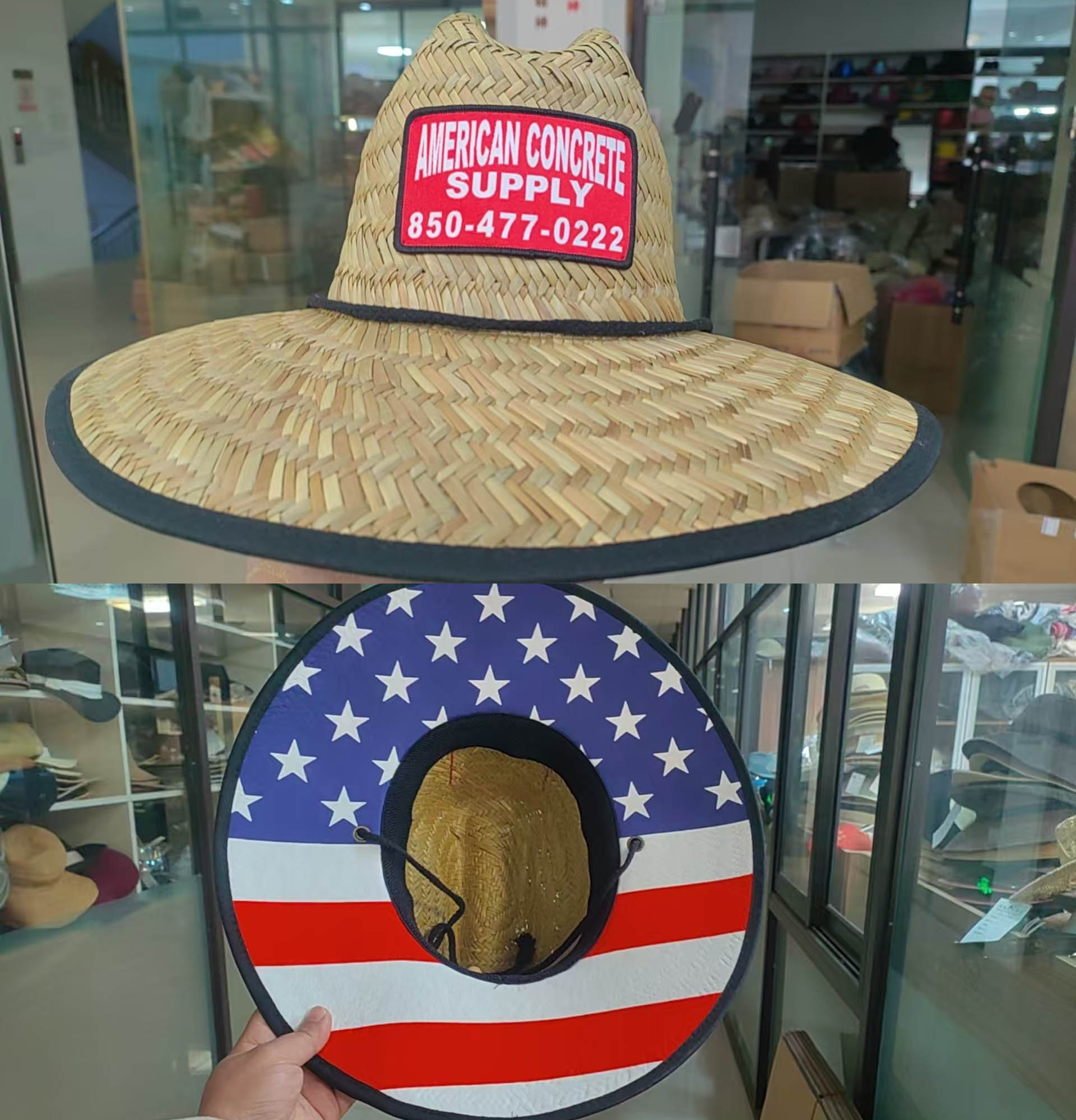 Wide Brim Straw Hat With Custom Woven Label - Image 2