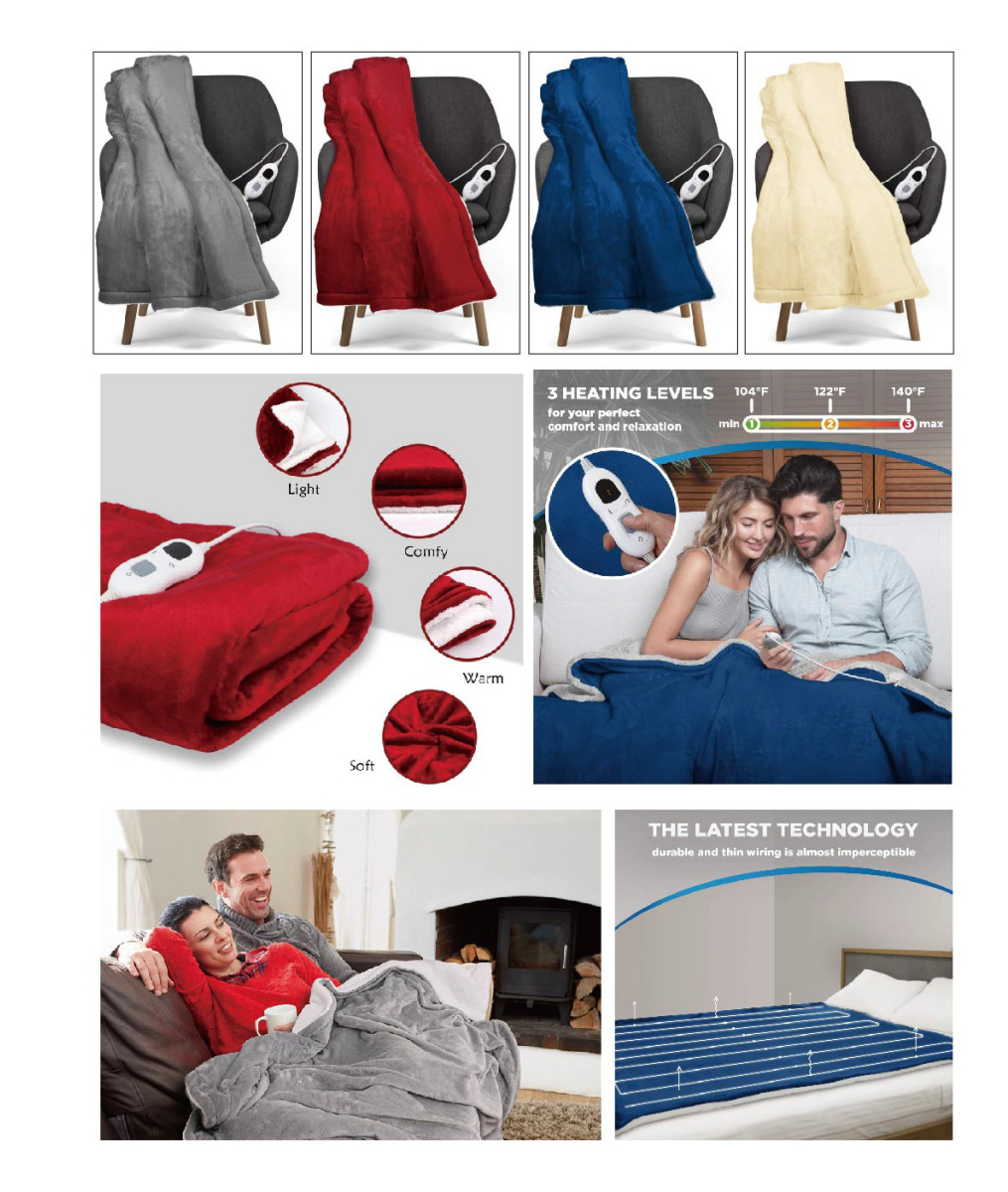 Electric Heated Throw Blanket, 50"x60" Flannel over - Image 6