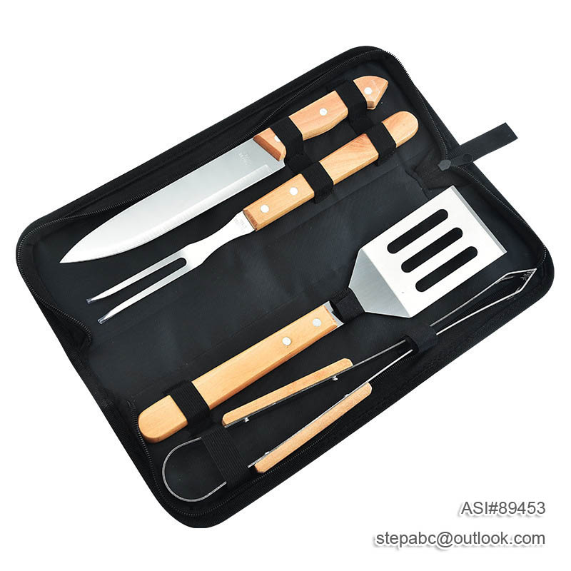 Stainless Steel BBQ tools w/black bag