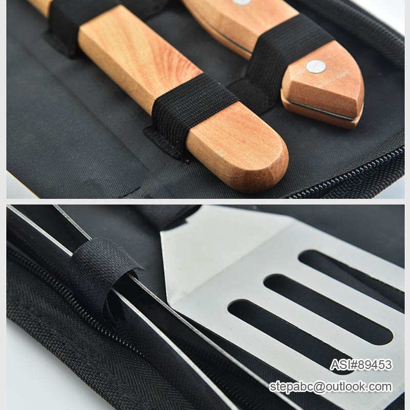 Stainless Steel BBQ tools w/black bag - Image 3