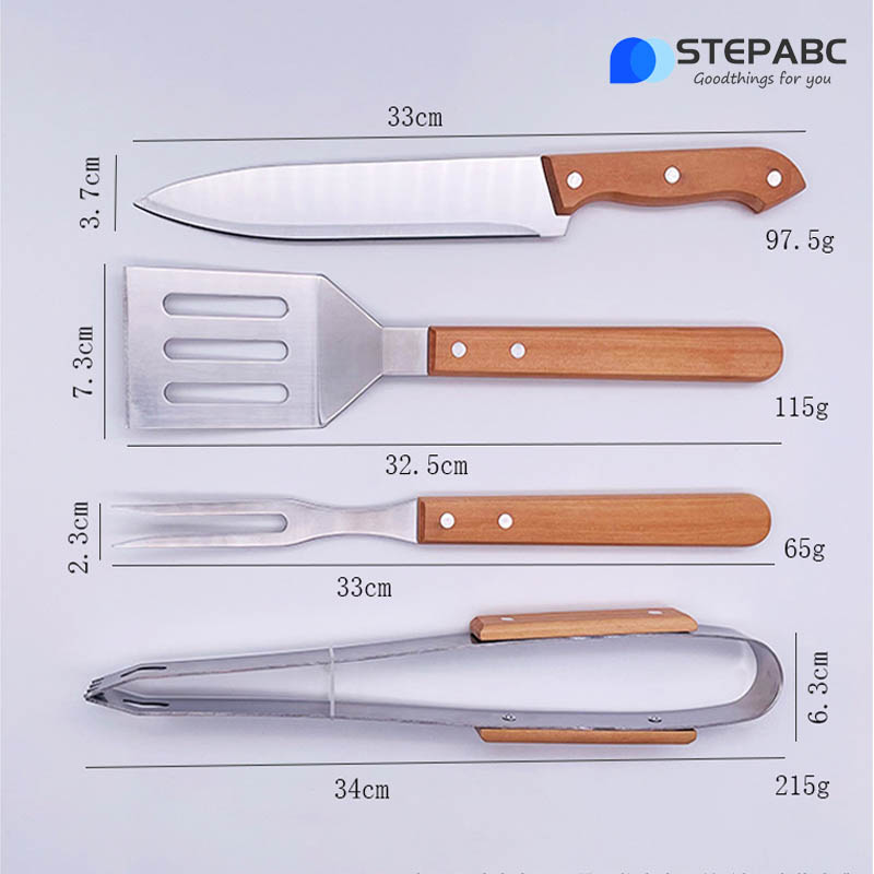 Stainless Steel BBQ tools w/black bag - Image 2