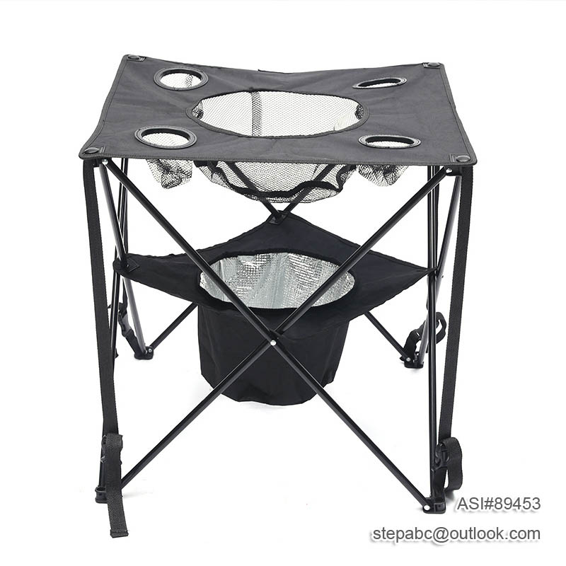Collapsible Folding Camping Beach Table with Insulated Coole - Image 3