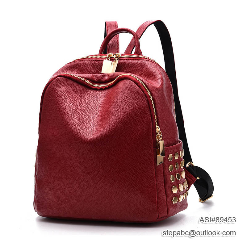 Leather fashion Mini simple backpack women bag - Image 3