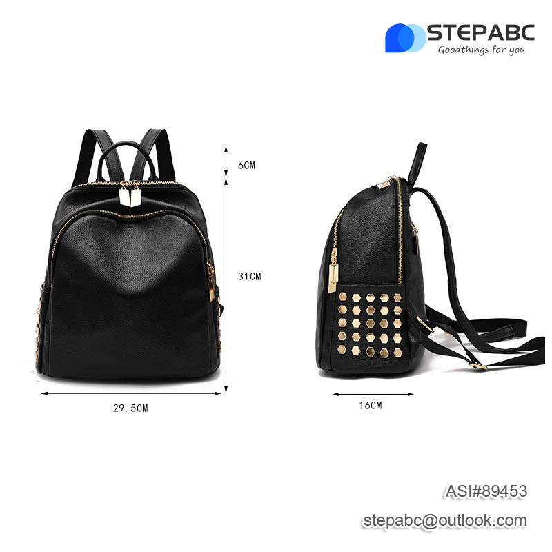 Leather fashion Mini simple backpack women bag - Image 5