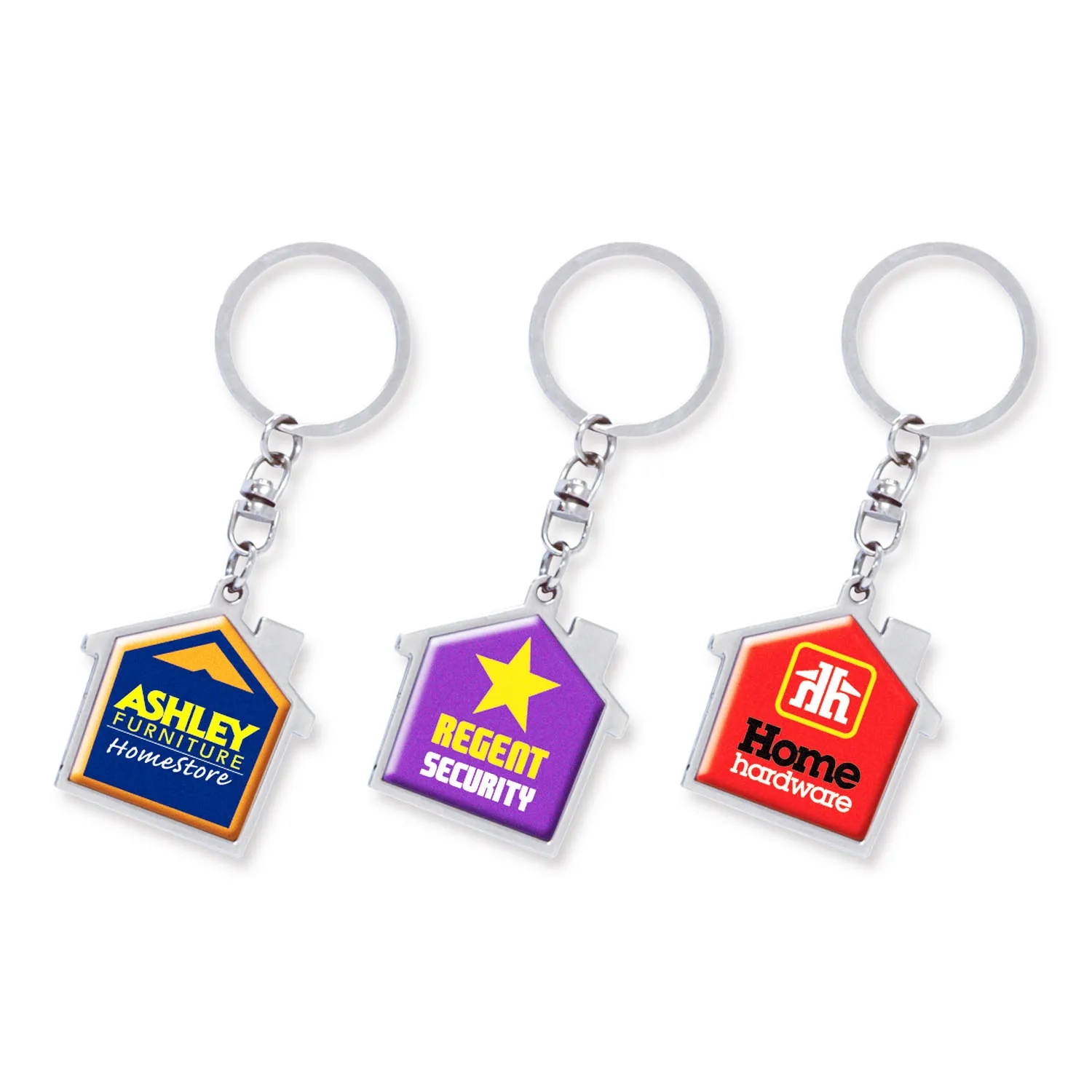 Full Color House Shaped Metal Keychain