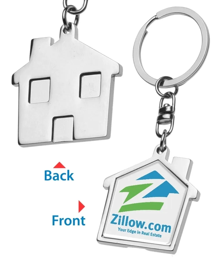 Full Color House Shaped Metal Keychain - Image 4