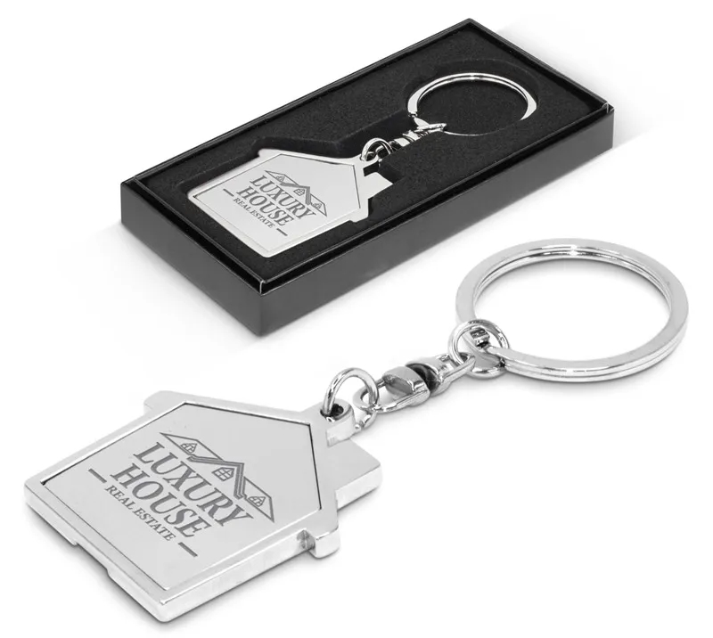 Full Color House Shaped Metal Keychain - Image 3