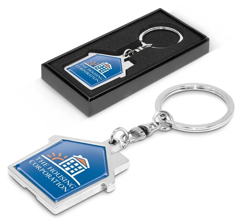 Full Color House Shaped Metal Keychain - Image 2