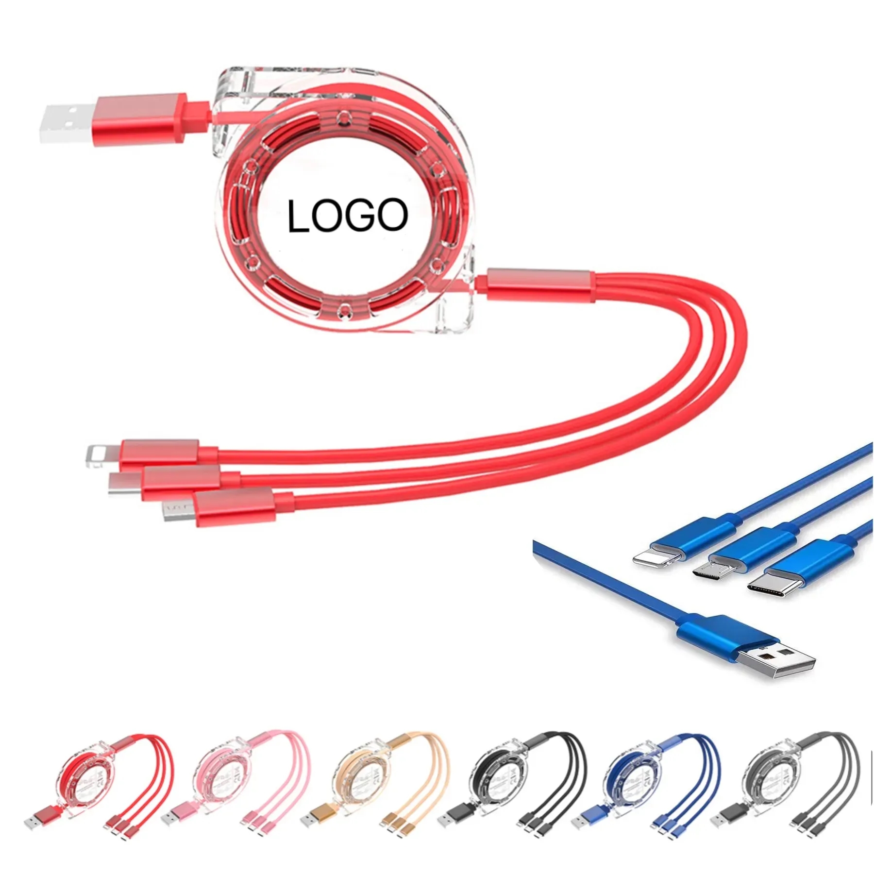 3 in 1 Retractable USB Cable Fast Charger