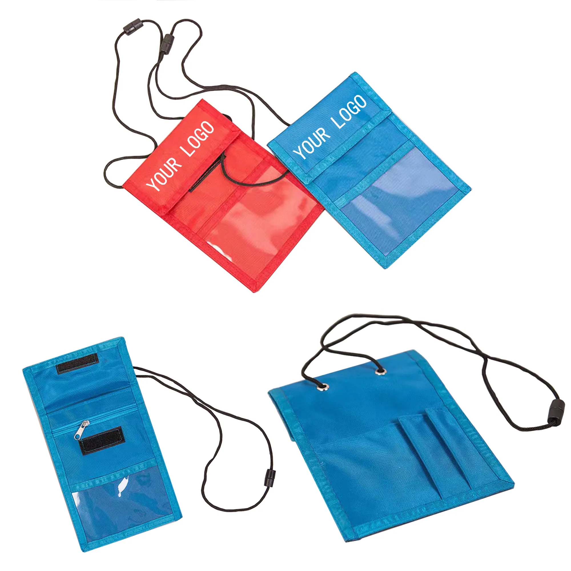 Nylon Neck Wallet Badge Holder With Pocket