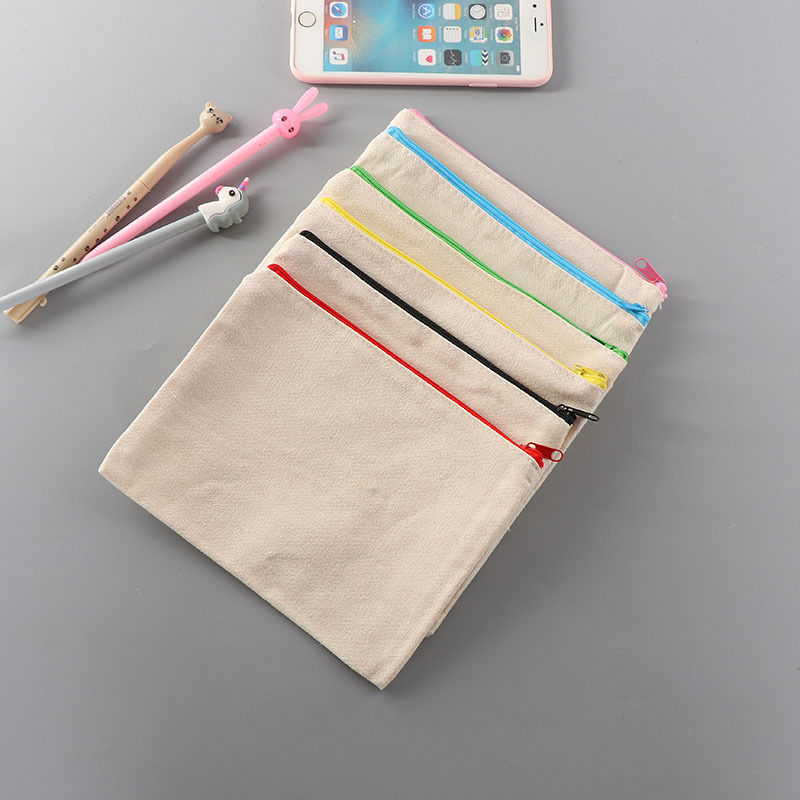 Canvas Storage Bag Zippered Pencil Pouch M