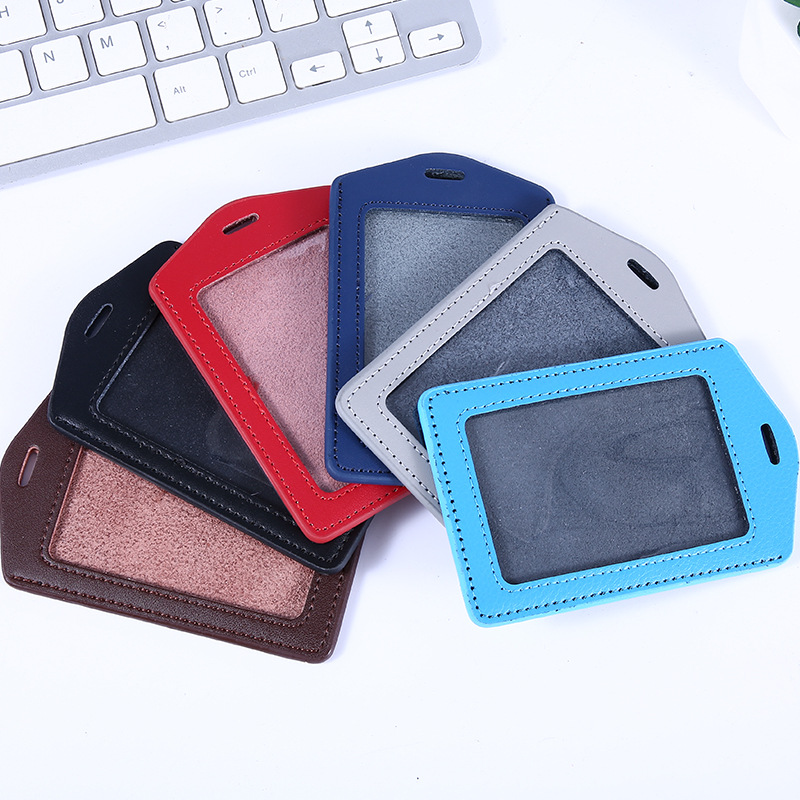 Cowhide ID Badge Card Holder Luggage Tag